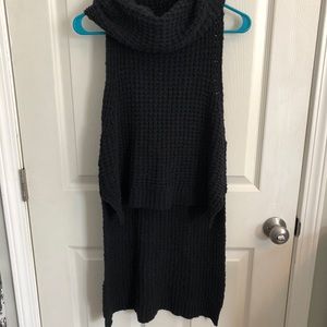 Free People Black Cowl Neck Hi Low Sweater Sz XS